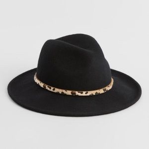 Black Wool Rancher Hat w/ Cheetah Band